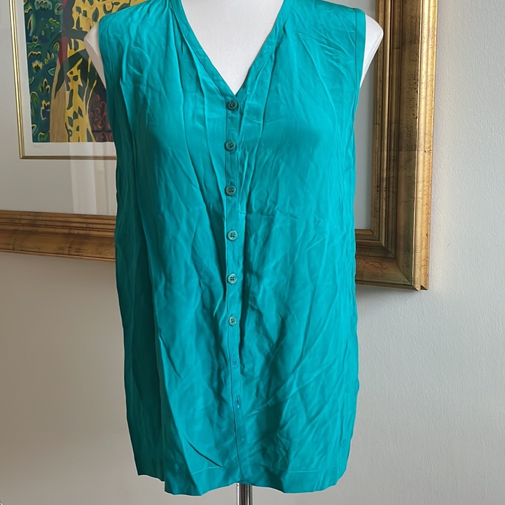 Vintage teal silk blouse